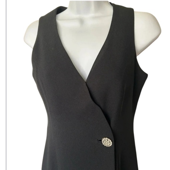 Kenar black wrap sheath dress sleeveless rhinestones Size 4P - Picture 4 of 7